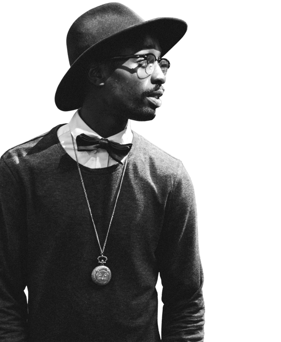 Musician with a hat facing right